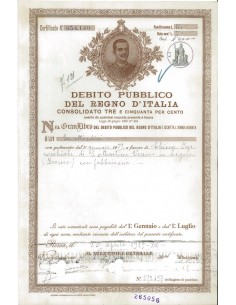 CERTIFICATO 3,5% - DEB. PUBBLICO REGNO D'ITALIA ROMA 1939