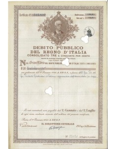 CERTIFICATO 3,50% - DEB. PUBBLICO REGNO D'ITALIA ROMA 1943