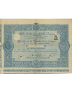 CARTELLA 500 LIRE - D.PUBBLICO CONSOLIDATO 5% REGNO D'ITALIA 1917