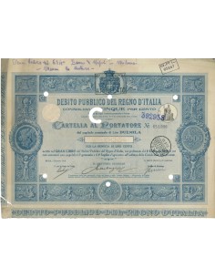 CARTELLA 2000 LIRE - D.PUBBLICO CONSOLIDATO 5% REGNO D'ITALIA 1918