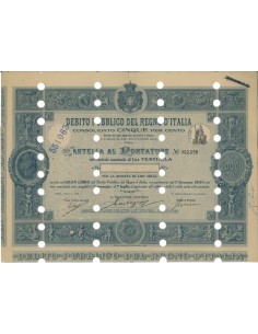CARTELLA 20000 LIRE - D.PUBBLICO CONSOLIDATO 5% REGNO D'ITALIA 1918