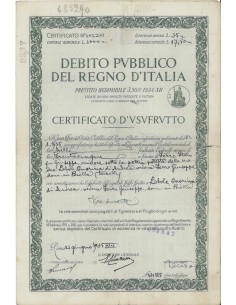 CERT. USUFRUTTO REDIMIBILE 3,50% - REGNO D'ITALIA ROMA 1935
