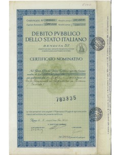 CERT. NOMINATIVO 5% - DEB. P. DELLO STATO ITALIANO 1955