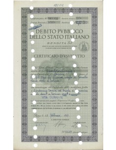 CERT. D'USUFRUTTO 5% - DEB. P. STATO ITALIANO 1963