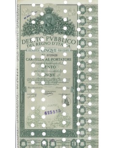 CARTELLA 100 LIRE ANNULLATA - DEB. REGNO D'ITALIA 1935