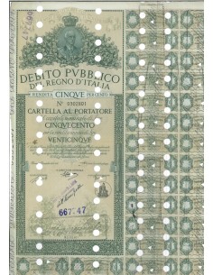 CARTELLA 500 LIRE ANNULLATA - DEB. REGNO D'ITALIA 1935