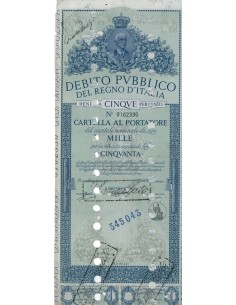 CARTELLA 1000 LIRE ANNULLATA - DEB. REGNO D'ITALIA 1935