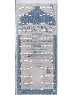 CARTELLA 2000 LIRE ANNULLATA - DEB. REGNO D'ITALIA 1935
