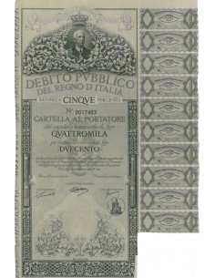 CARTELLA 4000 LIRE NON ANNULLATA - DEB. REGNO D'ITALIA 1935