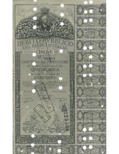 CARTELLA 4000 LIRE ANNULLATA - DEB. REGNO D'ITALIA 1935