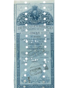 CARTELLA 10000 LIRE ANNULLATA - DEB. REGNO D'ITALIA 1935