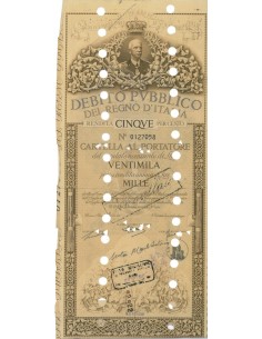 CARTELLA 20000 LIRE ANNULLATA - DEB. REGNO D'ITALIA 1935