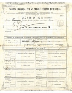 SOC. ITALIANA PER LE STRADE FERRATE MERIDIONALI OBBLIGAZ. 3% 1920