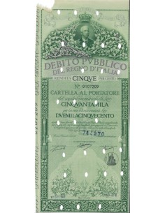 CARTELLA 50000 LIRE ANNULLATA - DEB. REGNO D'ITALIA 1935