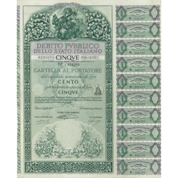 CARTELLA 100 LIRE NON ANNULLATA - DEB. STATO ITALIANO 1956