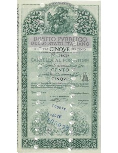 CARTELLA 100 LIRE ANNULLATA - DEB. STATO ITALIANO 1956
