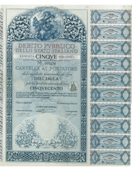 CARTELLA 10000 LIRE NON ANNULLATA - DEB. STATO ITALIANO 1956