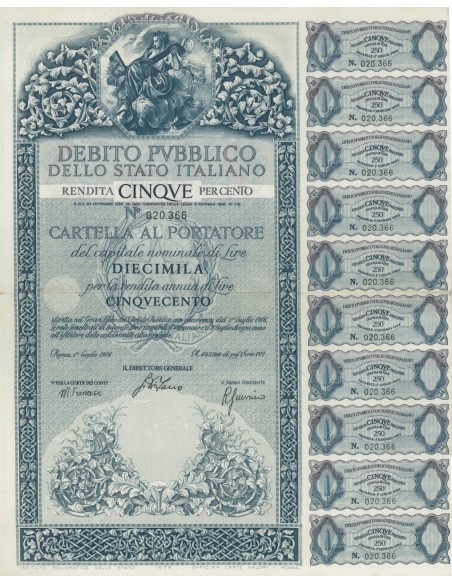 CARTELLA 10000 LIRE NON ANNULLATA - DEB. STATO ITALIANO 1976