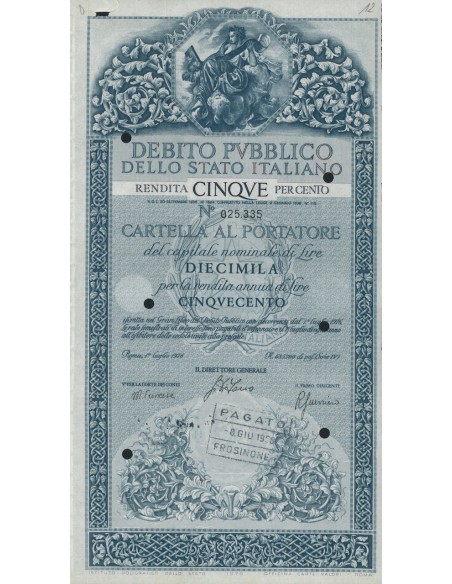 CARTELLA 10000 LIRE ANNULLATA - DEB. STATO ITALIANO 1976