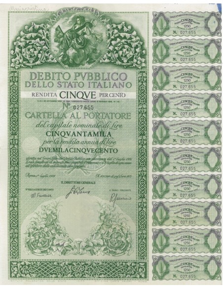 CARTELLA 50000 LIRE NON ANNULLATA - DEB. STATO ITALIANO 1976