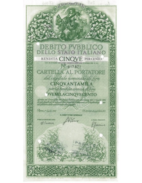 CARTELLA 50000 LIRE ANNULLATA - DEB. STATO ITALIANO 1976