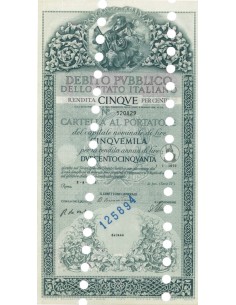CARTELLA 5000 LIRE ANNULLATA - DEB. STATO ITALIANO 1972