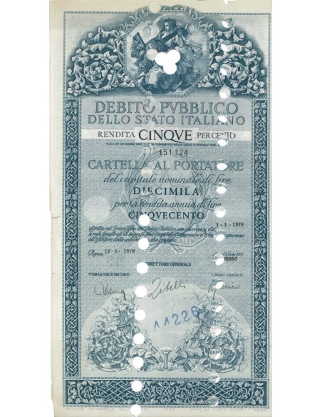 CARTELLA 10000 LIRE ANNULLATA - DEB. STATO ITALIANO 1979