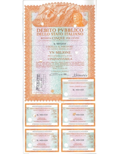 CARTELLA 1000000 LIRE ANNULLATA - DEB. STATO ITALIANO 1996