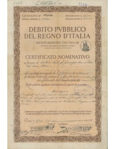 CERTIFICATO NOMINAT. PRESTITO REDIMIBILE 3,50% 1934-XII - ROMA 1935