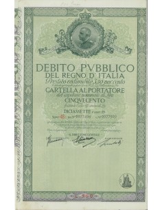 CARTELLA 500 LIRE INTERESSE 3,50 % REGNO D'ITALIA 1934