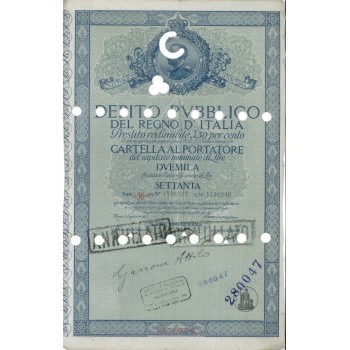 CARTELLA 2000 LIRE INTERESSE 3,50 LIRE REGNO D'ITALIA 1934