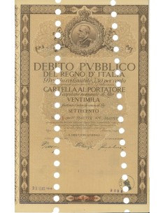 CARTELLA 20000 LIRE INTERESSE 3,50 % REGNO D'ITALIA 1934