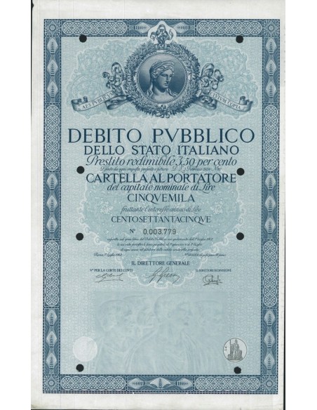 CARTELLA 5000 LIRE INTERESSE 3,50 % ITALIA 1962