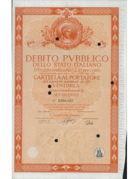 CARTELLA 20000 LIRE INTERESSE 3,50 % ITALIA 1962