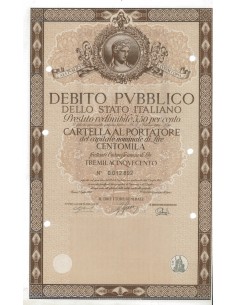 CARTELLA 100000 LIRE INTERESSE 3,50 % ITALIA 1962