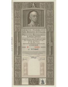 CARTELLA 100 LIRE P. REDIMIBILE SERIE B NON ANNULLATO - REGNO D'ITALIA 1937