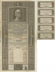 CARTELLA 100 LIRE P. REDIMIBILE SERIE D - NON ANNULLATO REGNO D'ITALIA 1937