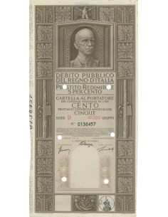 CARTELLA 100 LIRE P. REDIMIBILE SERIE D - ANNULLATO REGNO D'ITALIA 1937