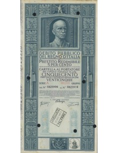 CARTELLA 500 LIRE P. REDIMIBILE SERIE A ANNULLATO REGNO D'ITALIA 1937