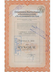 COMPAGNIA NAPOLITANA D' ILLUMINAZIONE E SCALDAMENTO COL GAS - Titolo al portatore per cinque azionI