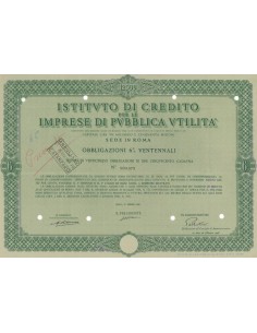 ISTITUTO DI CREDITO PER LE IMPRESE DI PUBBLICA UTILITA` 25 OBBLIG. 6% ROMA 1946