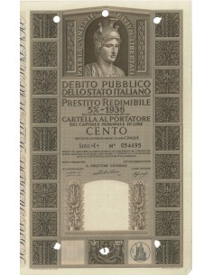 CARTELLA 100 LIRE P. REDIMIBILE 5% SERIE E - ITALIA 1955