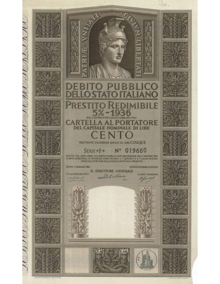 CARTELLA 100 LIRE P. REDIMIBILE 5% SERIE F - ITALIA 1955