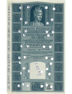 CARTELLA 500 LIRE P. REDIMIBILE 5% SERIE A - ITALIA 1955