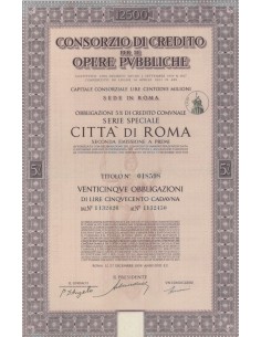 CONSORZIO DI CREDITO PER LE OPERE PUBBLICHE SERIE SPEC. 25 OBBL. 5% ROMA 1938