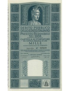 CARTELLA 1000 LIRE P. REDIMIBILE 5% SERIE D - ITALIA 1955