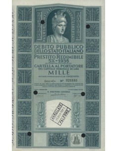 CARTELLA 1000 LIRE P. REDIMIBILE 5% SERIE E - ITALIA 1955