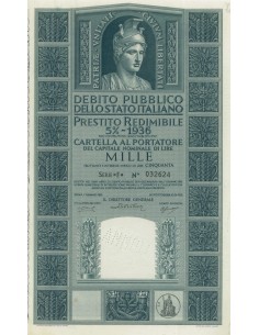 CARTELLA 1000 LIRE P. REDIMIBILE 5% SERIE F - ITALIA 1955