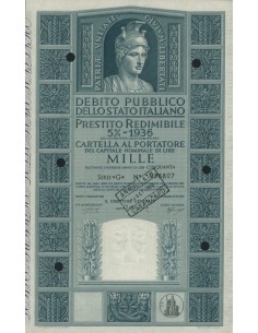 CARTELLA 1000 LIRE P. REDIMIBILE 5% SERIE G - ITALIA 1955