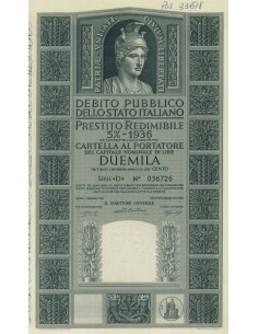 CARTELLA 2000 LIRE P. REDIMIBILE 5% SERIE D - ITALIA 1955